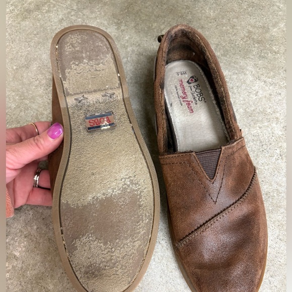 BOBS by Skechers Chill Luxe Buttoned Up Women's Leather Slip On Flats Size 8.5 - Picture 3 of 5